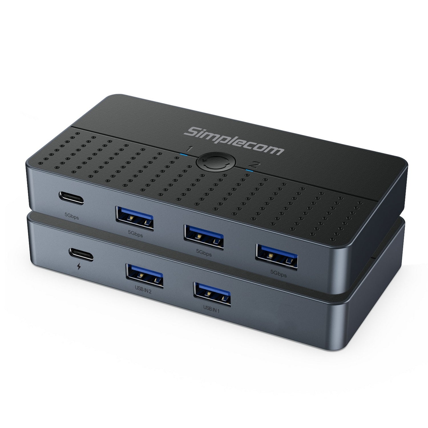 Simplecom KM320 2-Way SuperSpeed USB Switch 4-Port Hub with USB-C USB 3.0 5Gbps Tristar Online