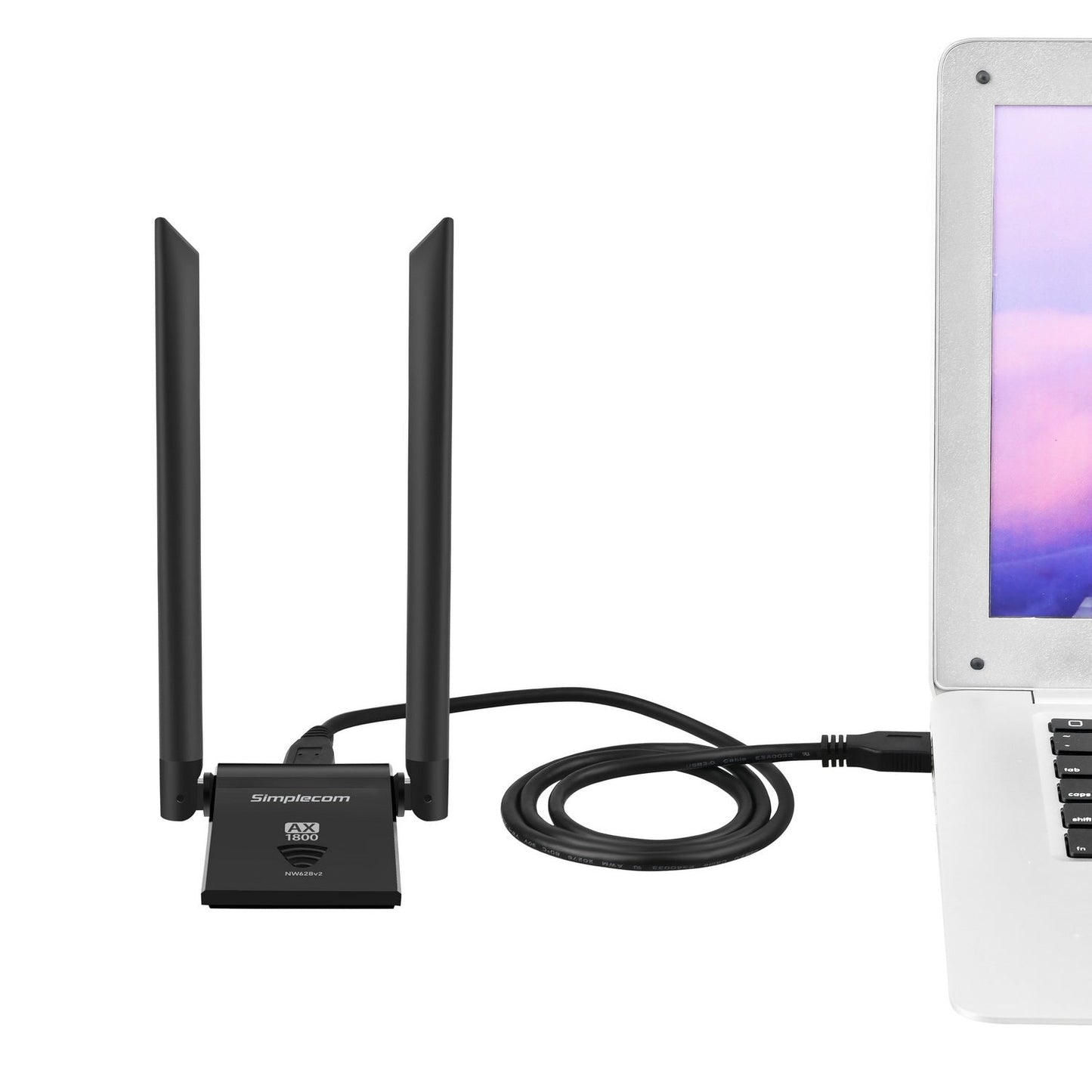 Simplecom NW628v2 AX1800 Dual Band WiFi 6 USB Adapter with 2x 5dBi High Gain Antennas Tristar Online
