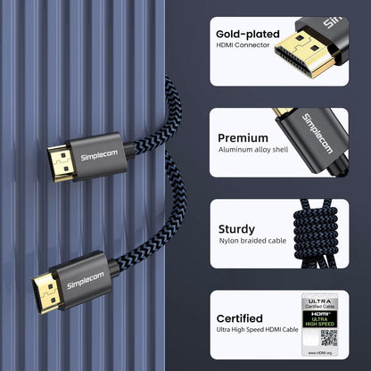 Simplecom SBT002 Ultra High Speed HDMI 2.1 Cable Nylon Braided 48Gbps 8K@60Hz Tristar Online
