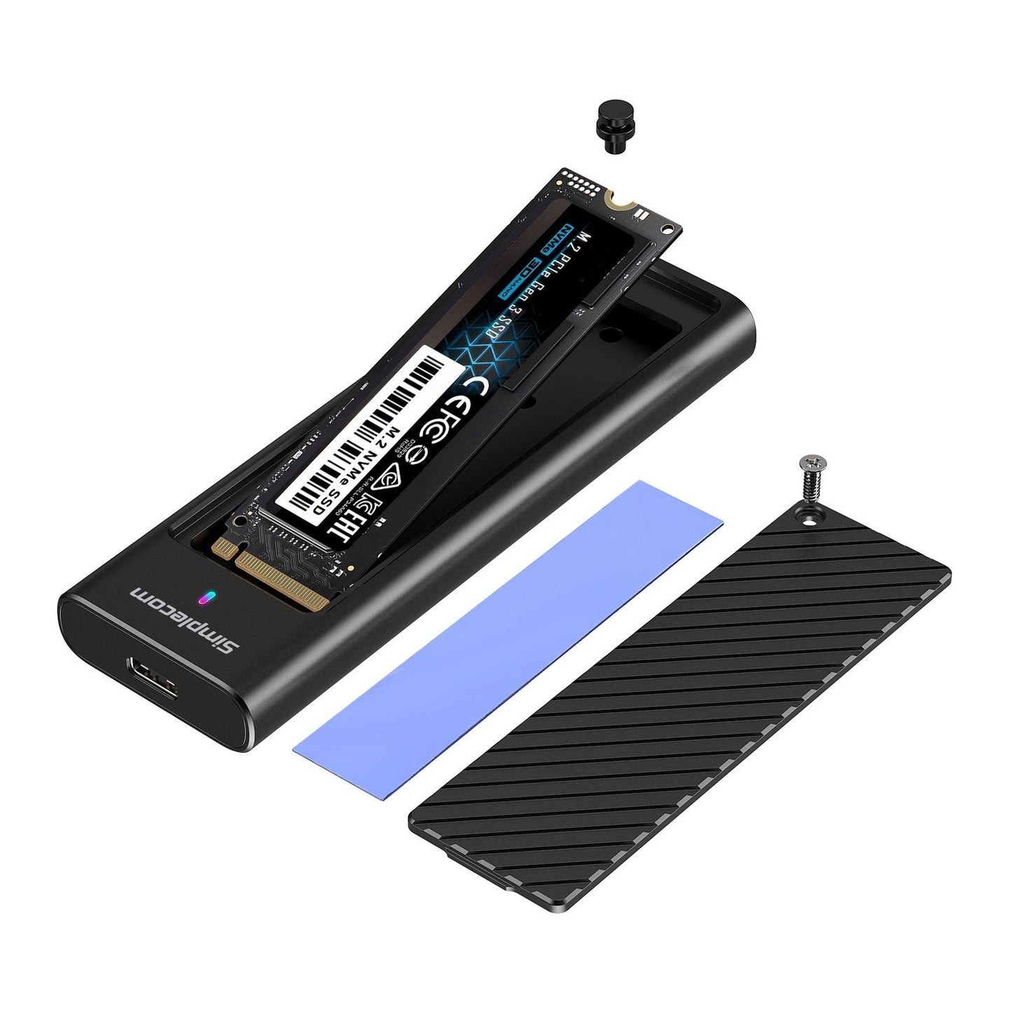 Simplecom SE538 M.2 SSD to USB 3.2 Gen 2x2 USB-C Enclosure 20Gbps NVMe SATA Dual Protocol Tristar Online