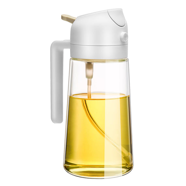 600ml 2 in 1 Glass Oil Sprayer Dispenser Kitchen Sprayz Cooking Baking Oil Bottle BBQ Spray White Tristar Online