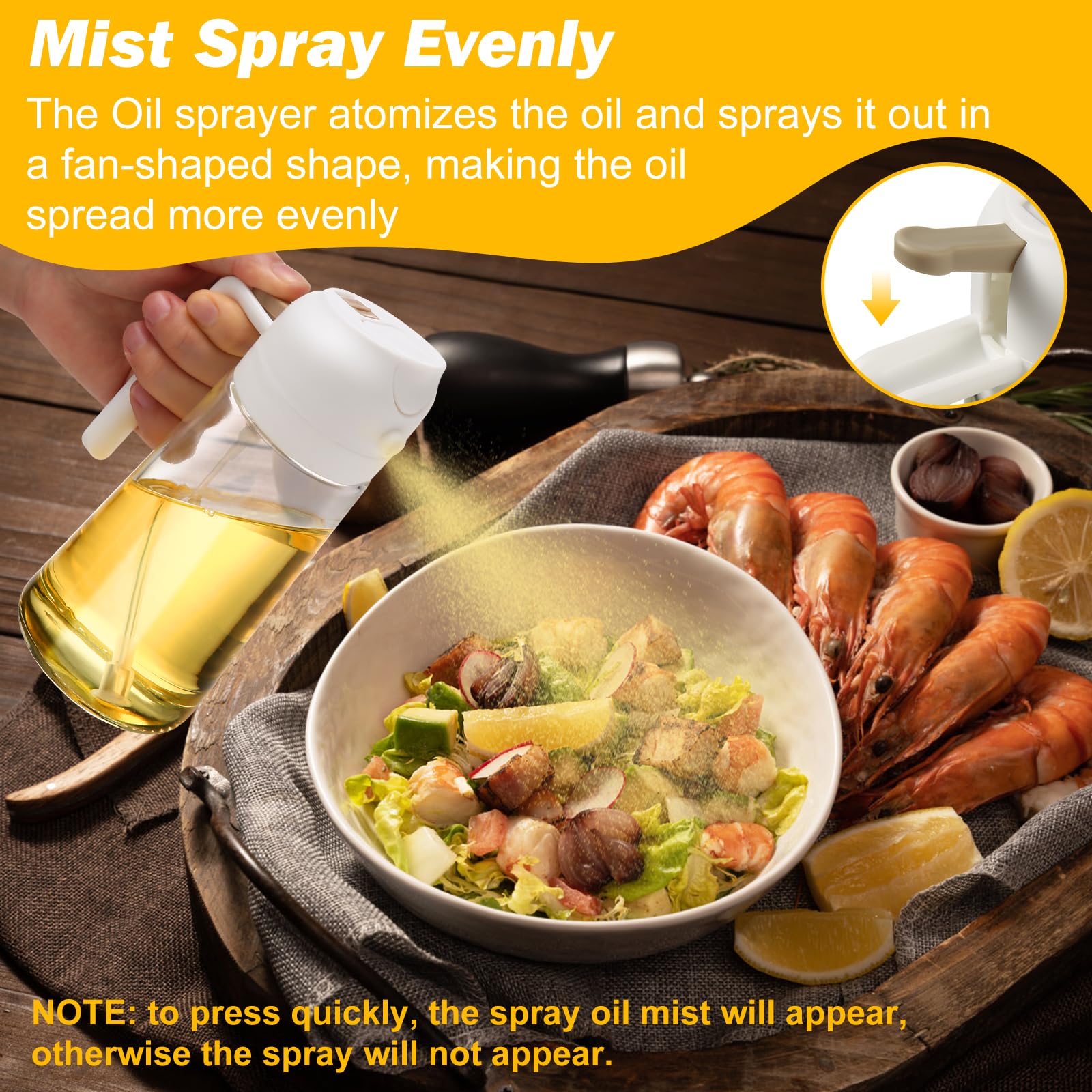 600ml 2 in 1 Glass Oil Sprayer Dispenser Kitchen Sprayz Cooking Baking Oil Bottle BBQ Spray White Tristar Online