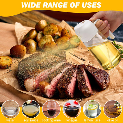 600ml 2 in 1 Glass Oil Sprayer Dispenser Kitchen Sprayz Cooking Baking Oil Bottle BBQ Spray White Tristar Online