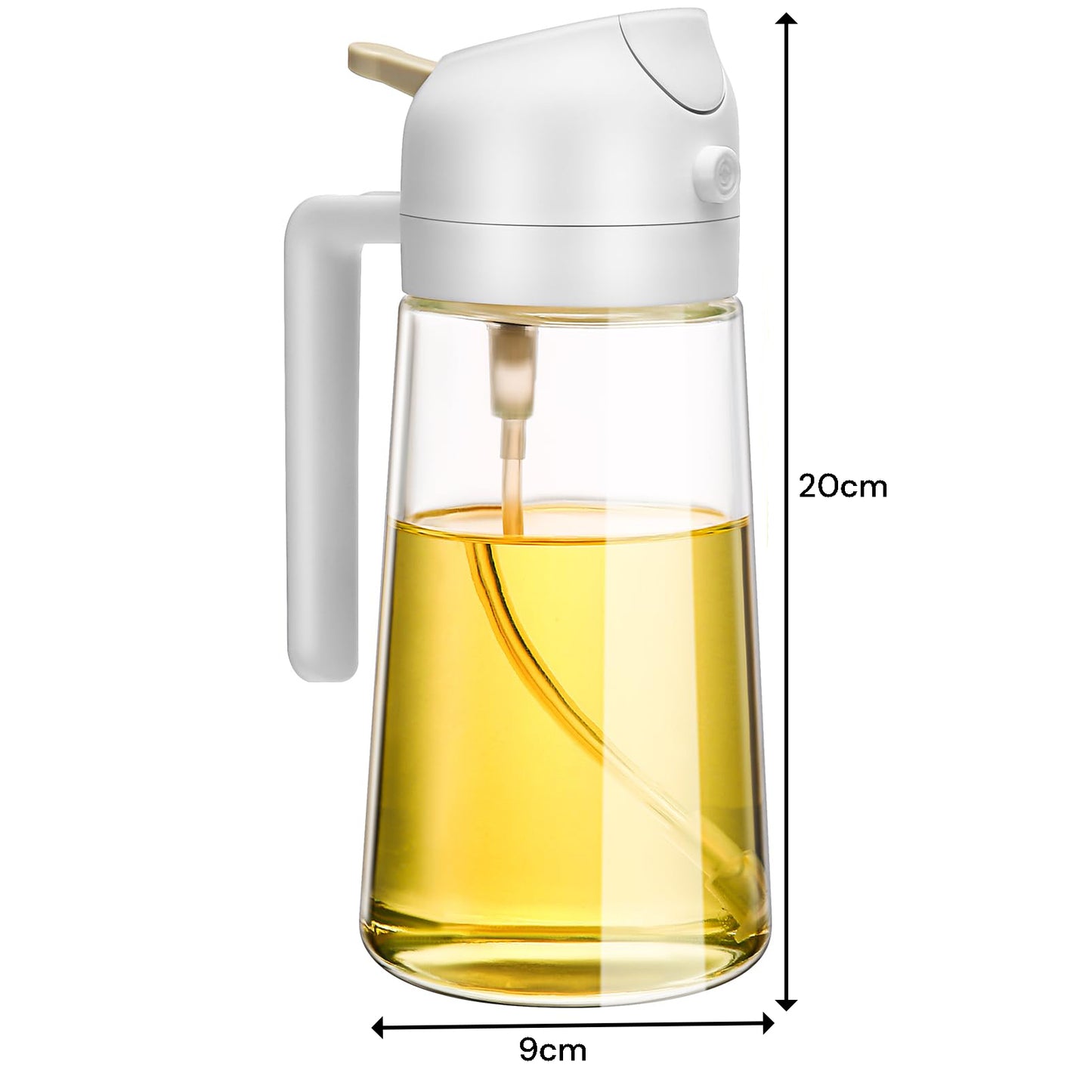 600ml 2 in 1 Glass Oil Sprayer Dispenser Kitchen Sprayz Cooking Baking Oil Bottle BBQ Spray White Tristar Online