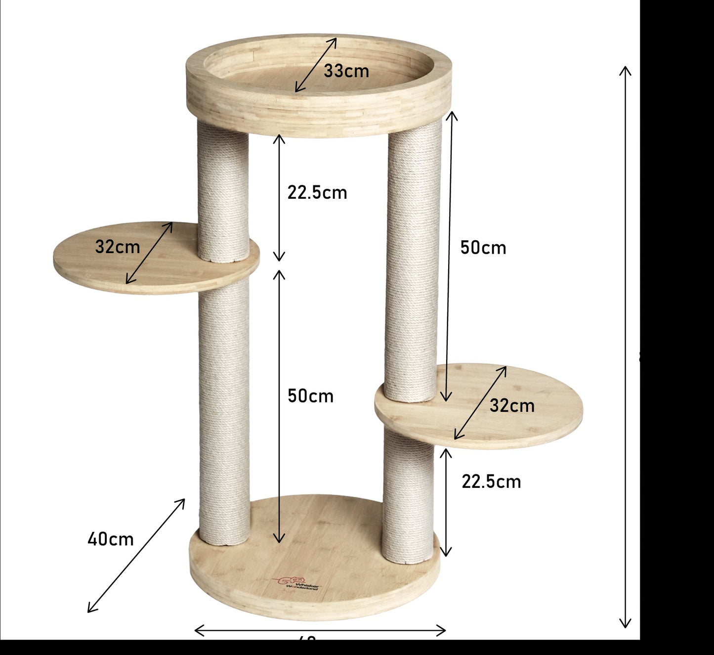Whisker Wonderland Premium Eco Bamboo Cat Tree Small - Natural Bamboo Structure, Safe & Stable, Multi-Functional Cat Furniture, Climbing & Scratching Tristar Online