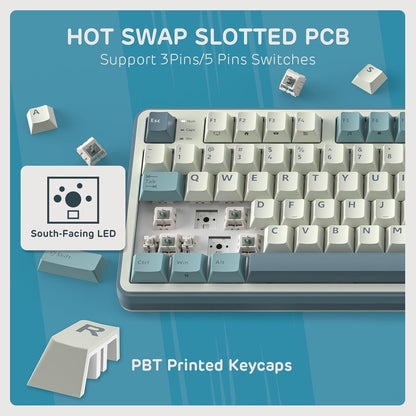 RK ROYAL KLUDGE S98 Mechanical Keyboard w/Smart Display & Knob, Top Mount 96% Wireless Mechanical Keyboard BT/2.4G/USB-C, Hot Swappable, Pale Green Switch 98 Keys Tristar Online