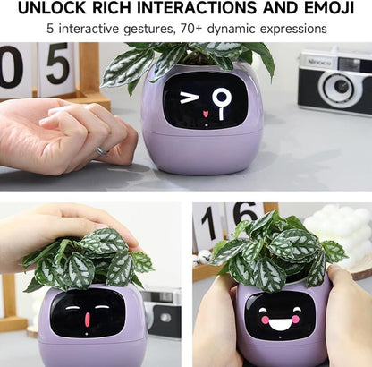 Intelligent Flower Pot, Electronic Bud, Maintenance Plant Assistant, Fun Interactive Flower Pot, Indoor Green Planting Monitoring, LCD Screen Display, Cell Phone APP Connection (White) Tristar Online