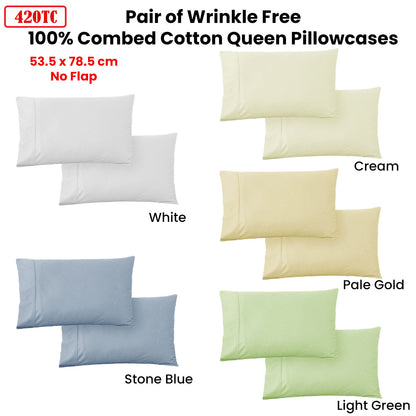 420TC Pair of Wrinkle Free No Flap Queen Pillowcases Pale Gold Tristar Online