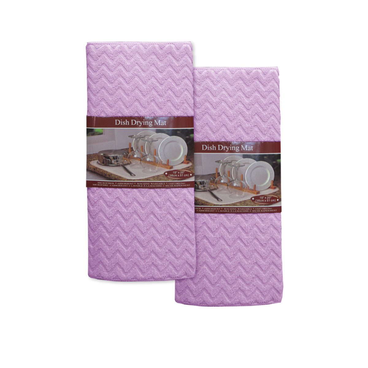 Set of 2 Microfibre Chevron Dish Drying Mats Lilac Tristar Online