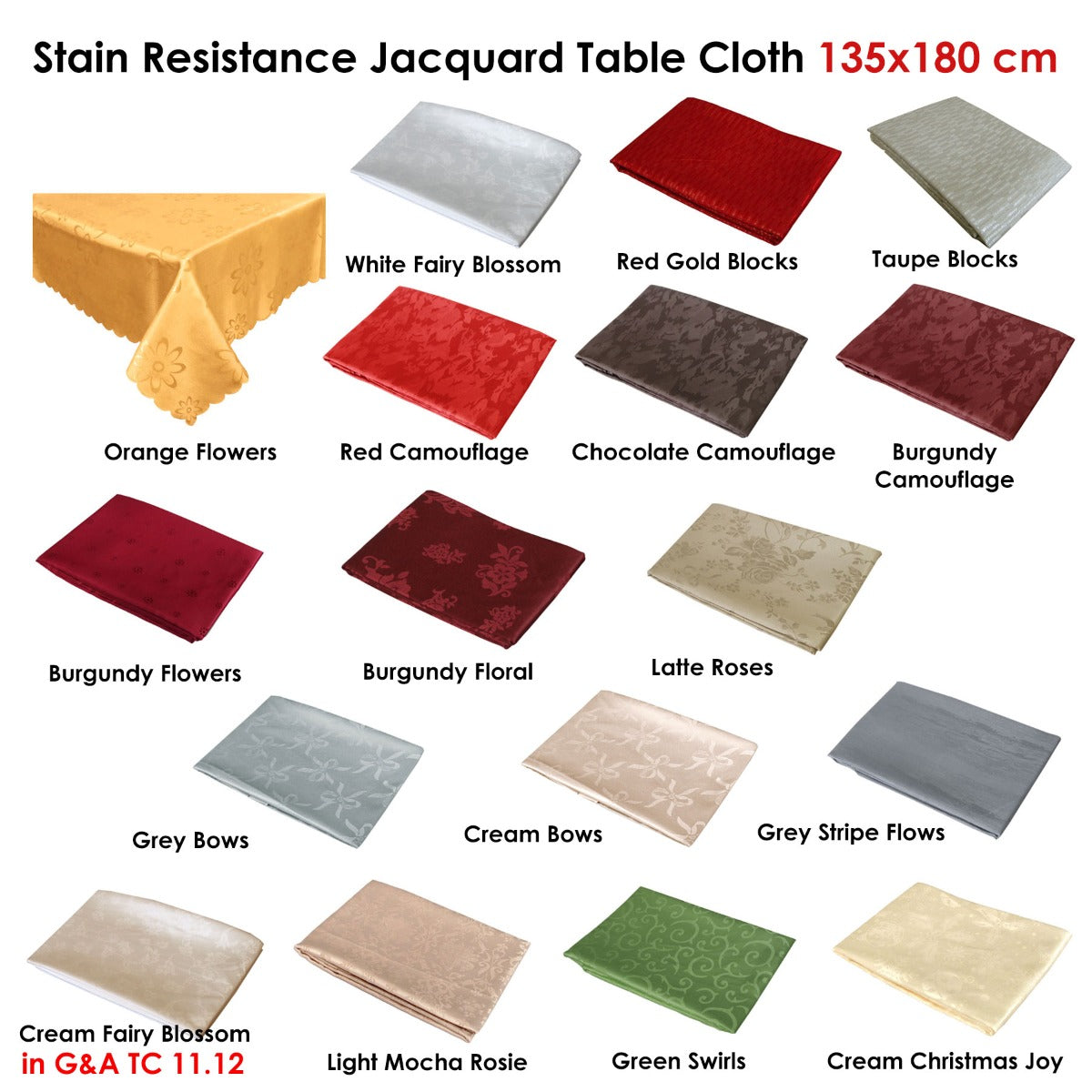 Jacquard Table Cloth Roses Latte 135 x 180cm Rectangle Tristar Online