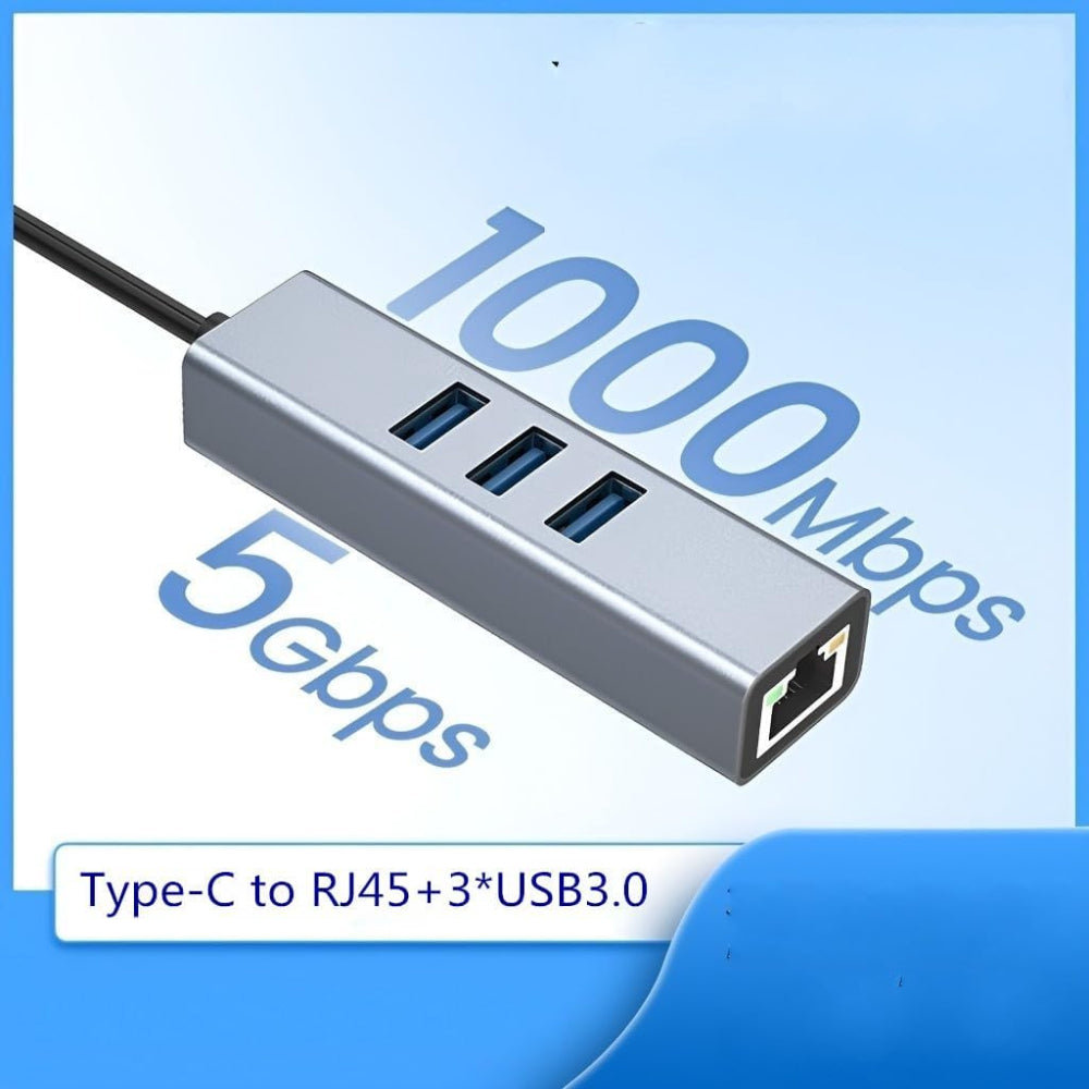 USB C to Ethernet Adapter with 1000Mbps Gigabit RJ45 and 3xUSB 3.0 Ports Tristar Online
