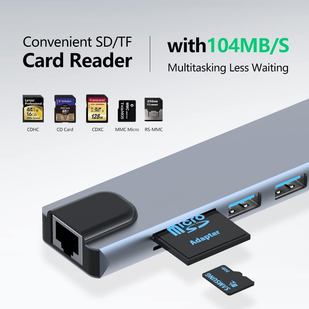 8in1 Hub USB-C To Type-C USB 3.0 4K HDMI RJ45 Ethernet SD TF OTG PD Port Adapter Tristar Online