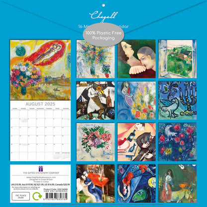 Chagall - 2025 Square Wall Calendar Arts 16 Months Premium Planner Gift Tristar Online
