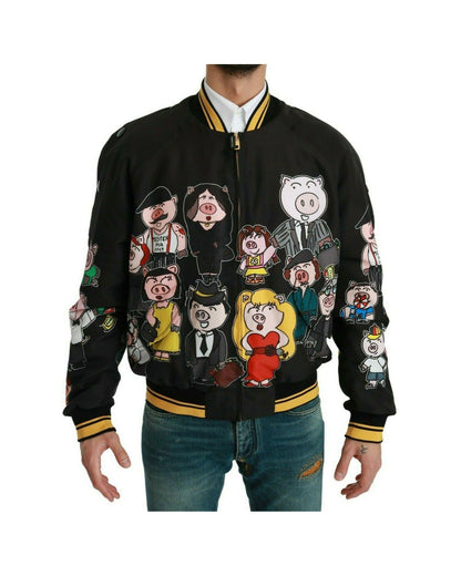 Dolce & Gabbana Bomber Jacket with Multicolor Motive 48 IT Men