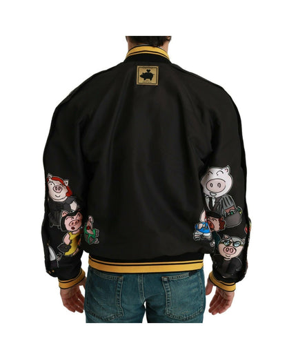 Dolce & Gabbana Bomber Jacket with Multicolor Motive 48 IT Men