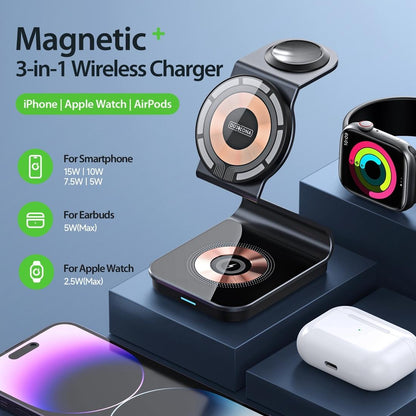 15W 3 In 1 Transparent Magnetic Wireless Charger Tristar Online