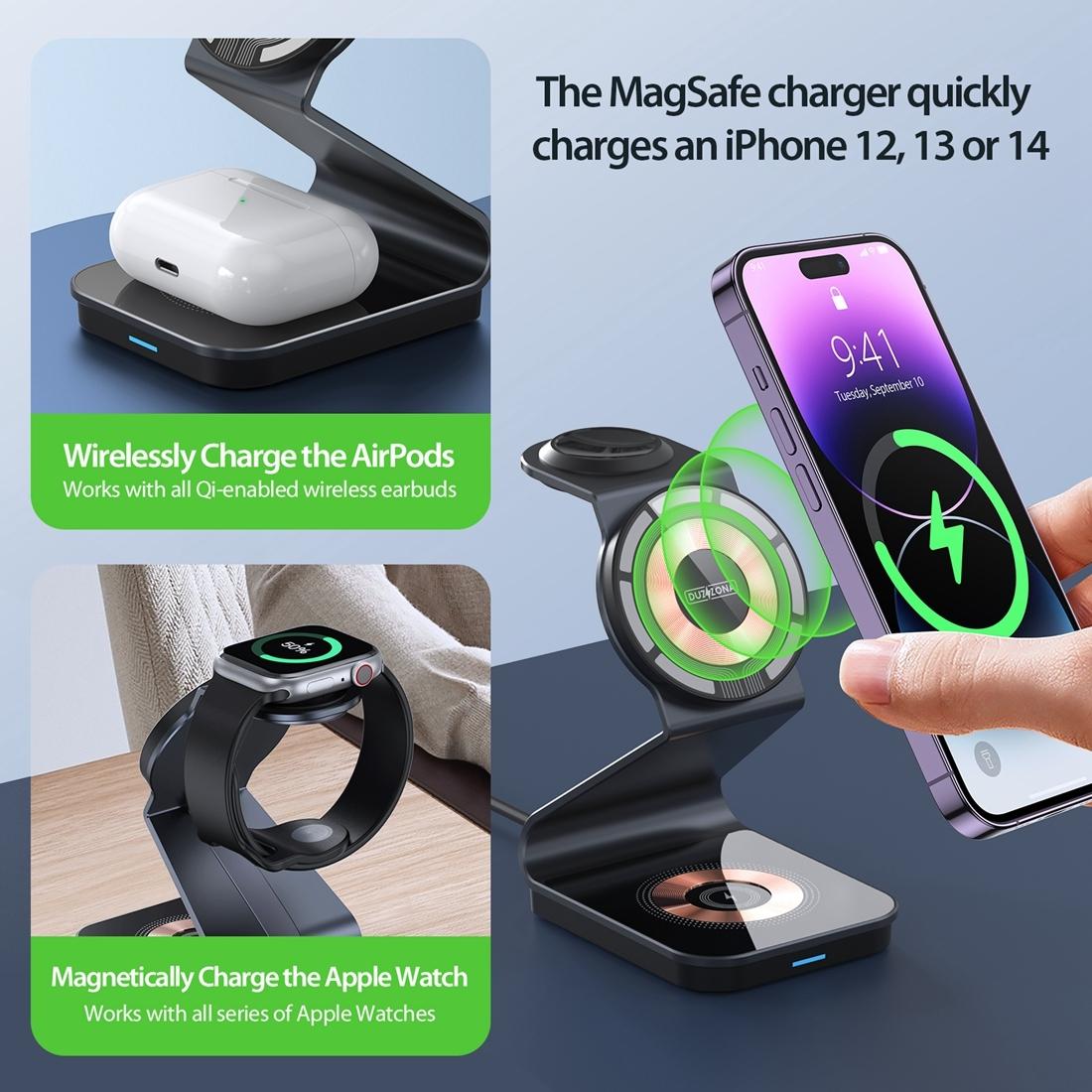 15W 3 In 1 Transparent Magnetic Wireless Charger Tristar Online