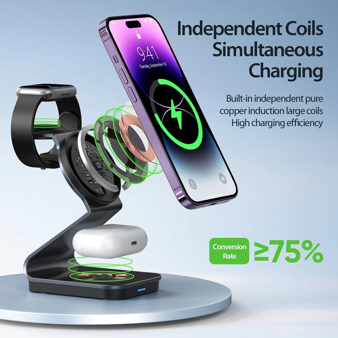 15W 3 In 1 Transparent Magnetic Wireless Charger Tristar Online
