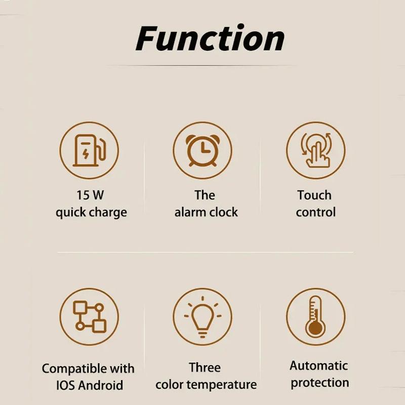 15W Rotatable Night Light Fast Charger Wheat - White Tristar Online