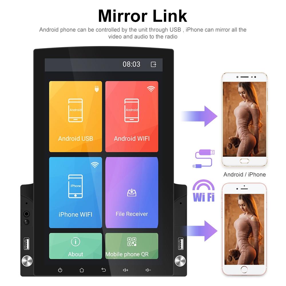 9.7 Inch Vertical Screen Android Car Mp5 Player With Hd 2.5D Glass Standard + 4 Lights Camera Tristar Online