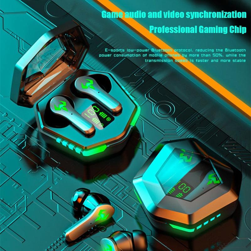 Low Latency Wireless Bluetooth Game Earphones with Colourful Lights - Non-Digital Display Tristar Online