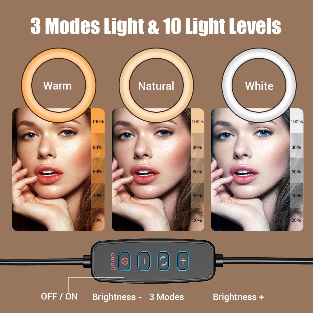 Foldable 10 Led Ring Light with Swing Arm Stand & Phone Holder Tristar Online