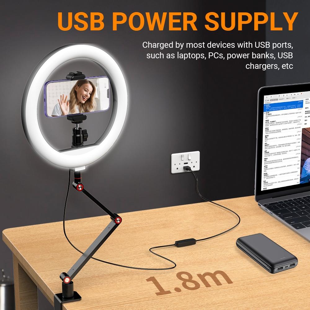 Foldable 10 Led Ring Light with Swing Arm Stand & Phone Holder Tristar Online