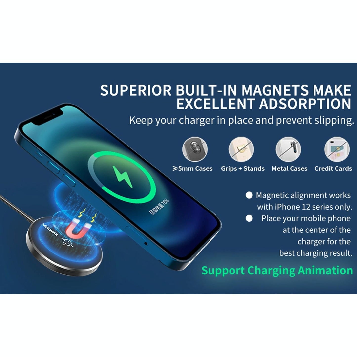 15W Desktop Magsafe Magnetic Wireless Charger With Usb C Cable Tristar Online