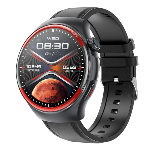 Smart Round Screen Watch With Bt Call And Health Tracking - Leather - Leather Black Tristar Online