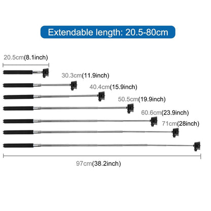 Extendable Selfie Monopod for Action Cameras - 22.5-80cm Length Tristar Online