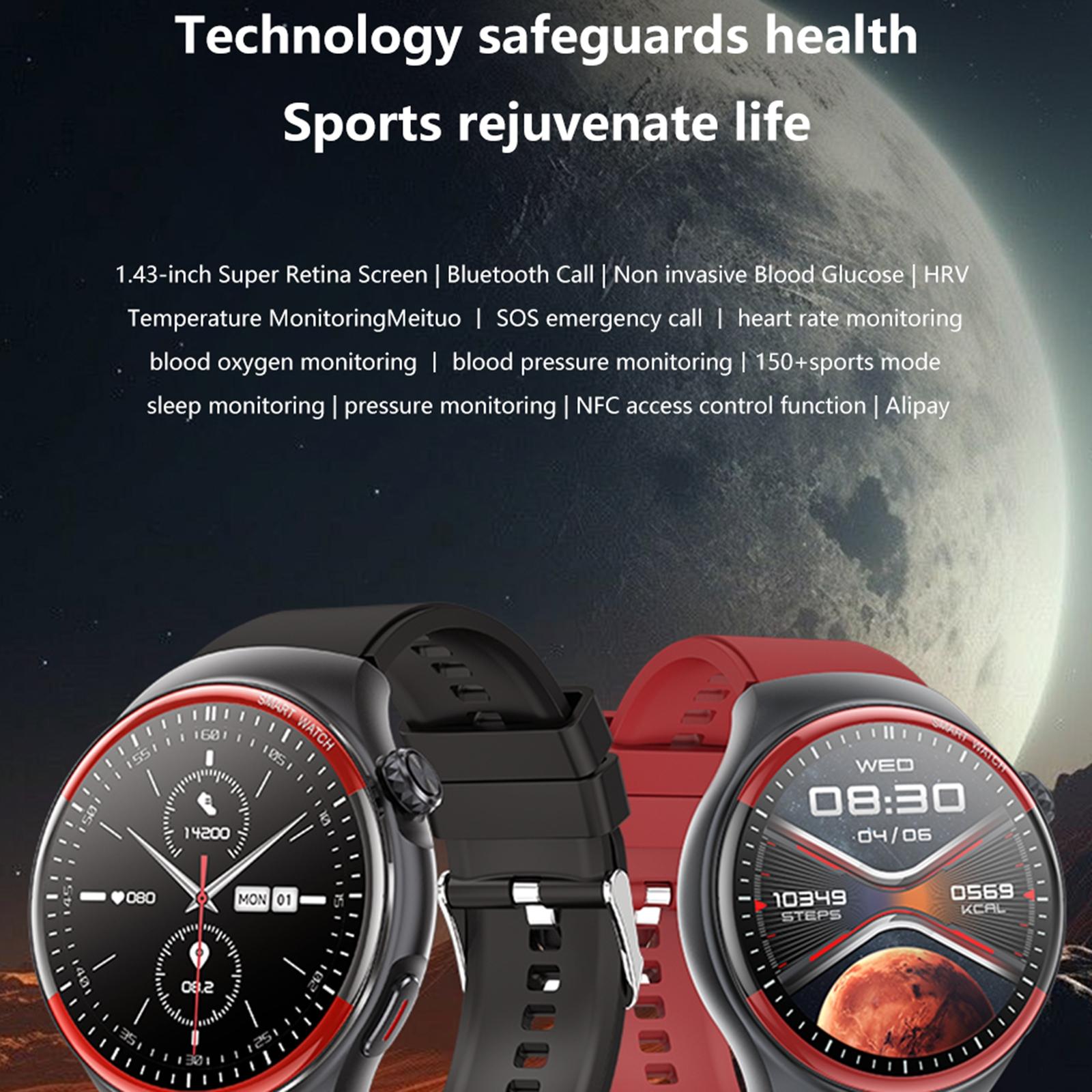 Smart Round Screen Watch With Bt Call And Health Tracking - Leather - Silicone Black Tristar Online