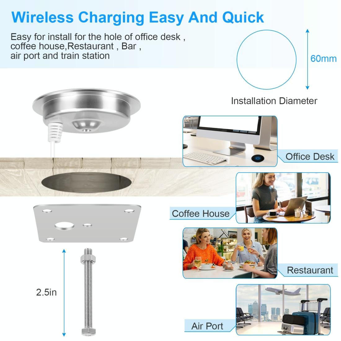 15W Ultra Thin Desktop Wireless Charger Embedded Tristar Online