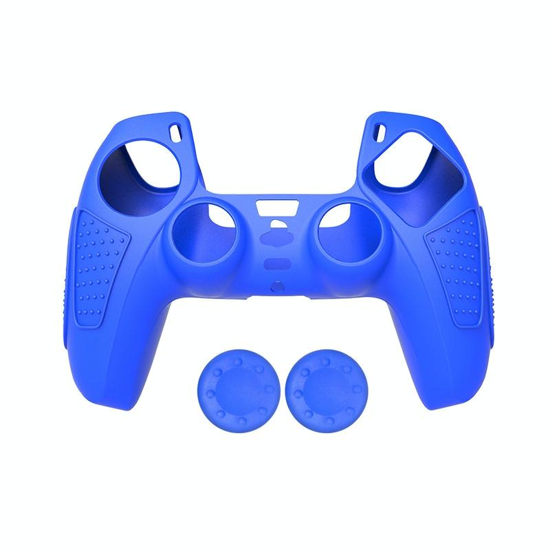 Black Silicone Protective Case for Ps5 Gamepad - Anti-skid Cover - Blue + 8 Hats Tristar Online