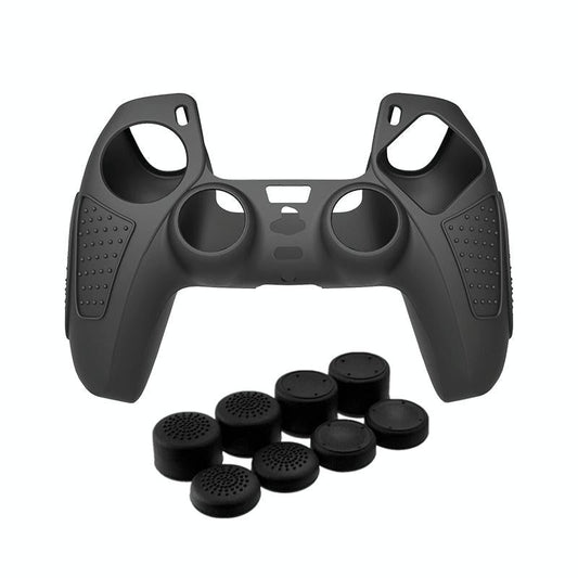 Black Silicone Protective Case for Ps5 Gamepad - Anti-skid Cover - Black + 8 Hats Tristar Online