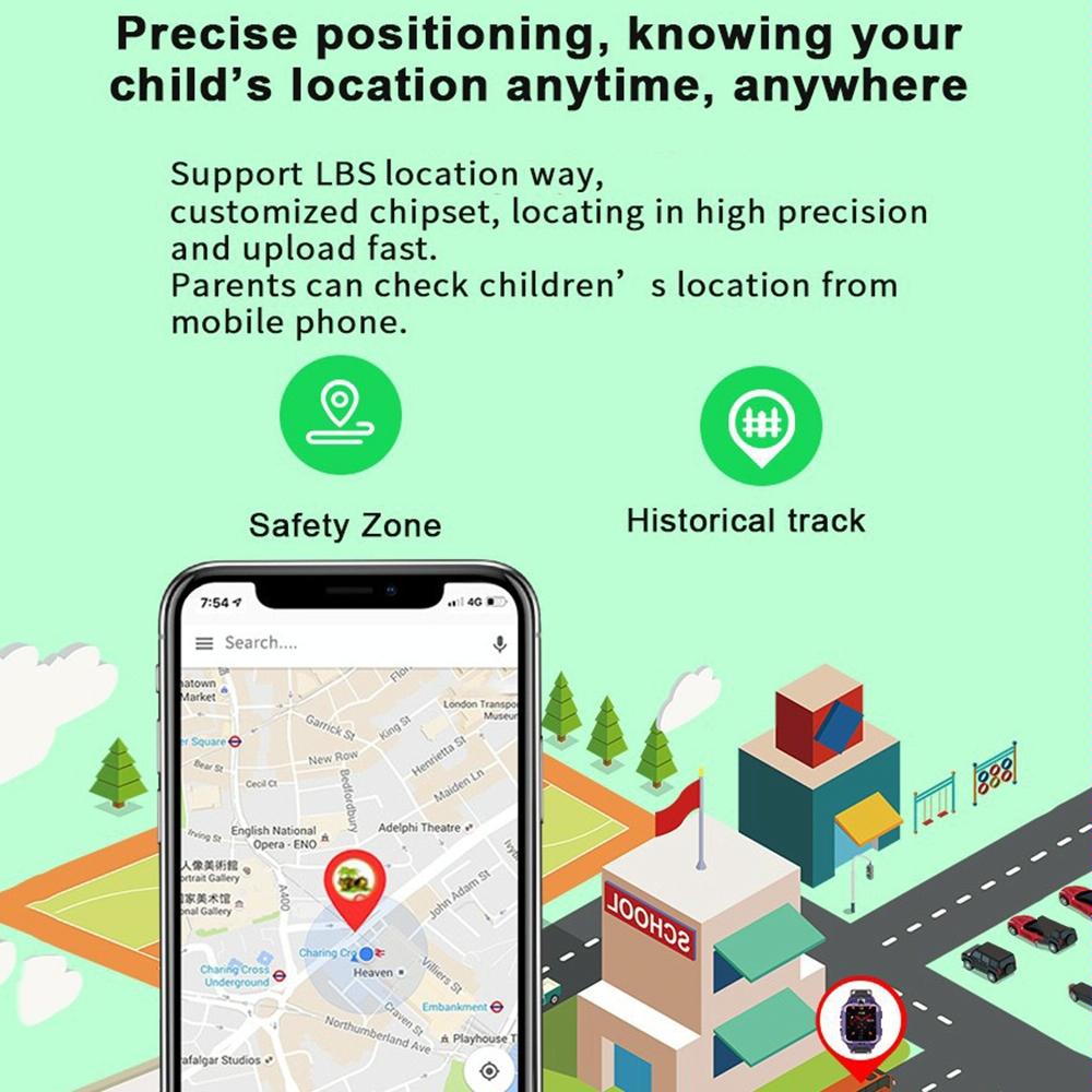 1.44 Inch 360-Degree Rotating Positioning Camera Smart Waterproof Children Calling Watch - Green Tristar Online