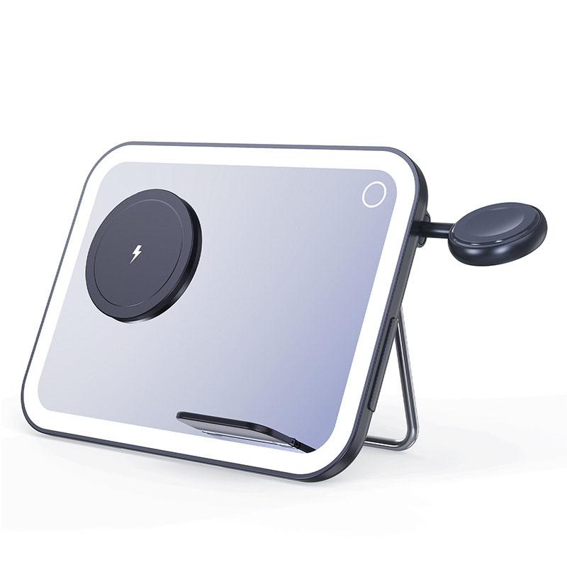 15W 3 In 1 Magnetic Led Makeup Mirror Charger - White Tristar Online