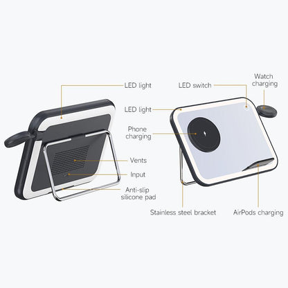 15W 3 In 1 Magnetic Led Makeup Mirror Charger - White Tristar Online