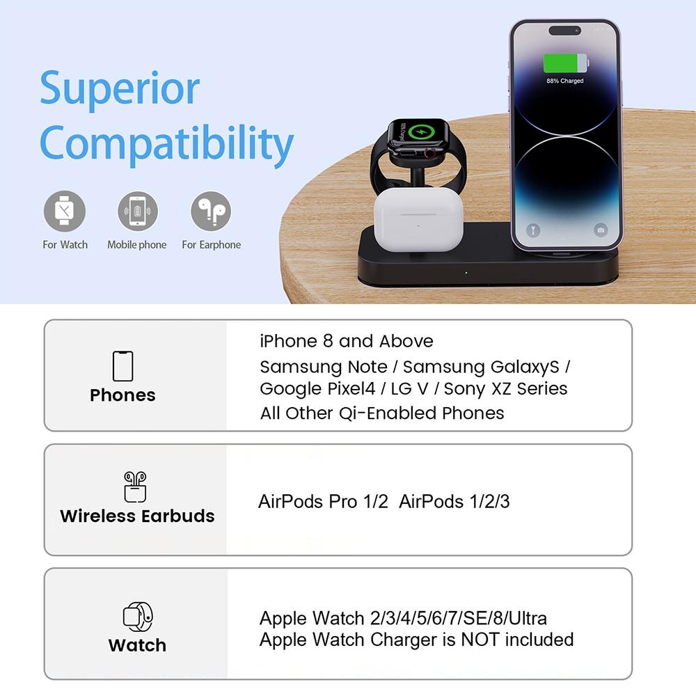 4 In 1 Charging Stand For Apple Watch And Airpods - White Tristar Online