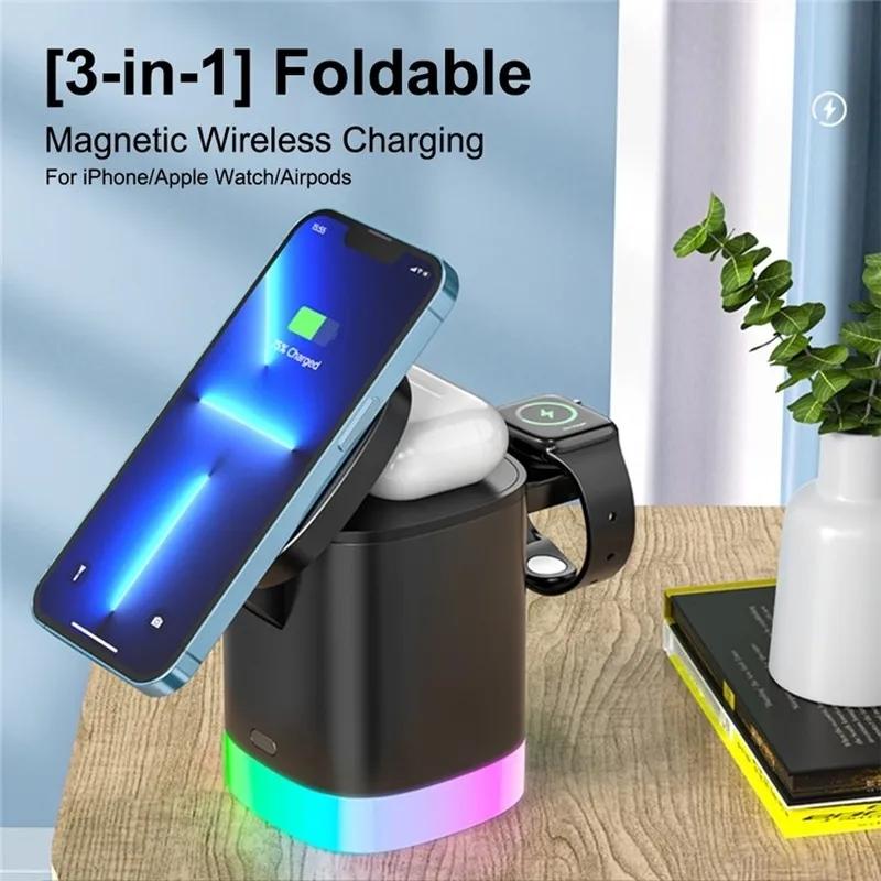 3 In 1 Magnetic Wireless Charger For Iphone Iwatch Airpods - White Tristar Online