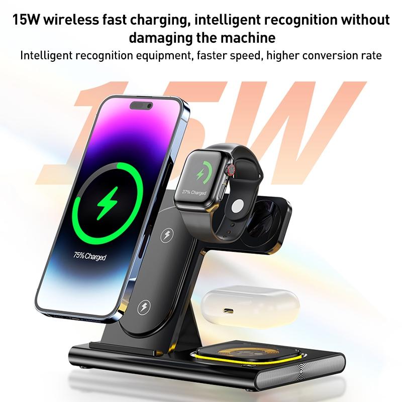 15W 3 In 1 Foldable Wireless Charger - Black Tristar Online