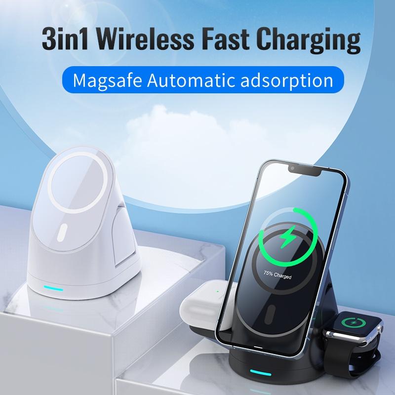 3 In 1 Magnetic Wireless Charging Bracket For Smartphone Iwatch Airpods - Black Tristar Online