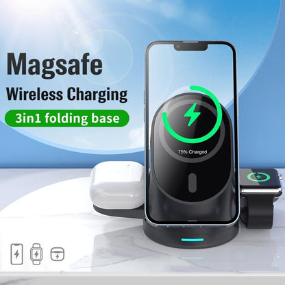 3 In 1 Magnetic Wireless Charging Bracket For Smartphone Iwatch Airpods - Black Tristar Online