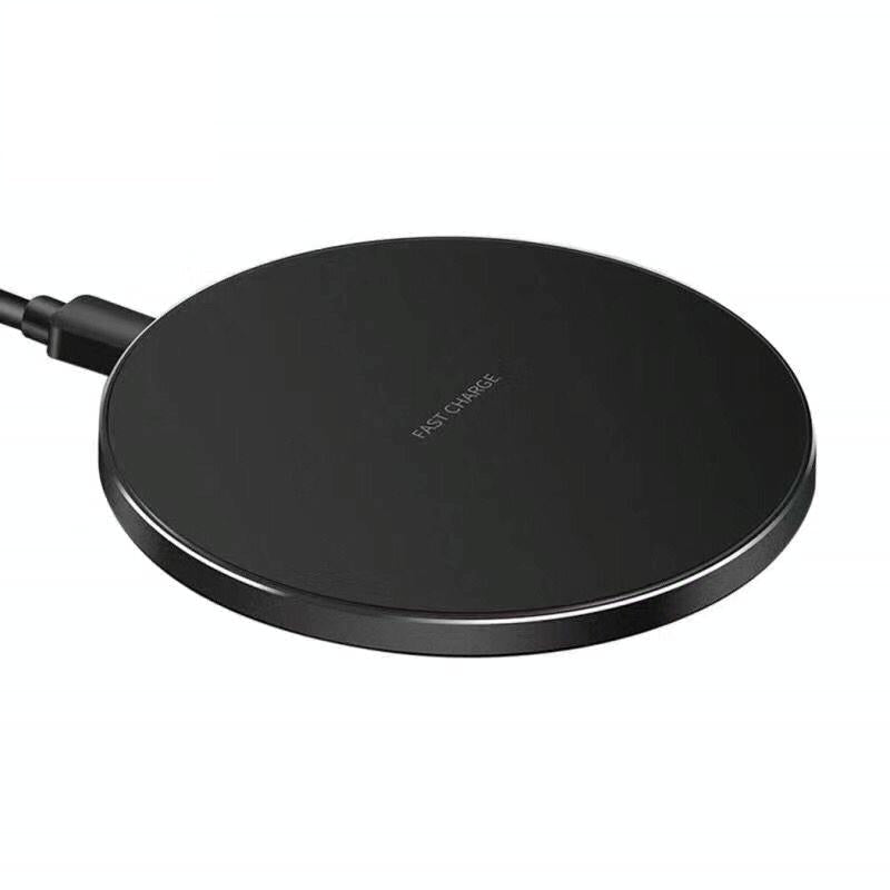 15W Round Wireless Charger Fast Charge - Black + Black Surface Tristar Online