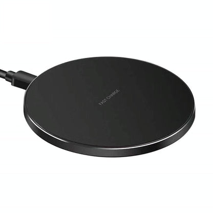 15W Round Wireless Charger Fast Charge - Black + Black Surface Tristar Online