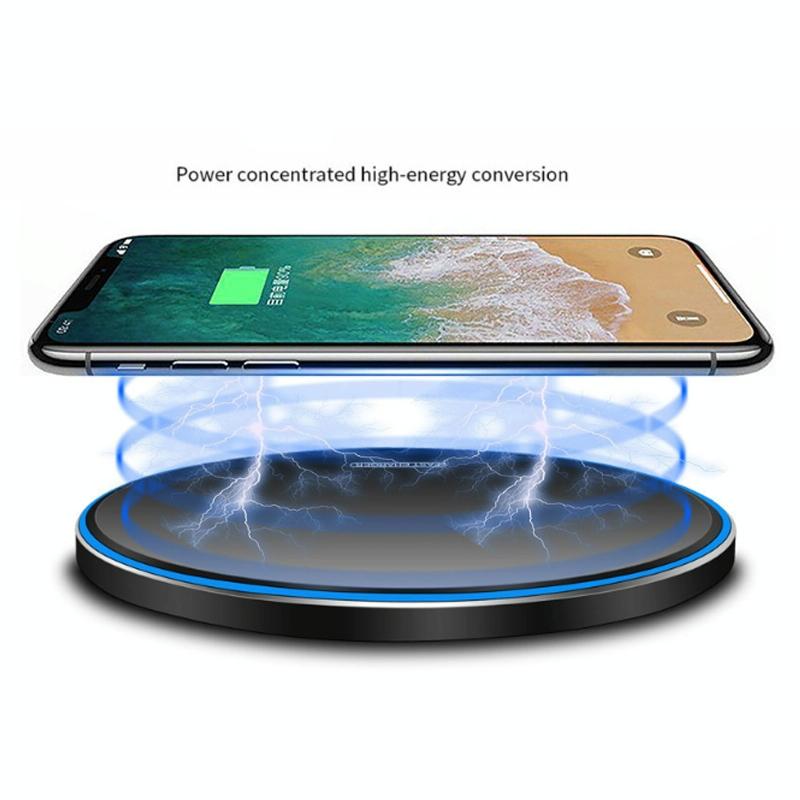 15W Round Wireless Charger Fast Charge - Black + Black Surface Tristar Online
