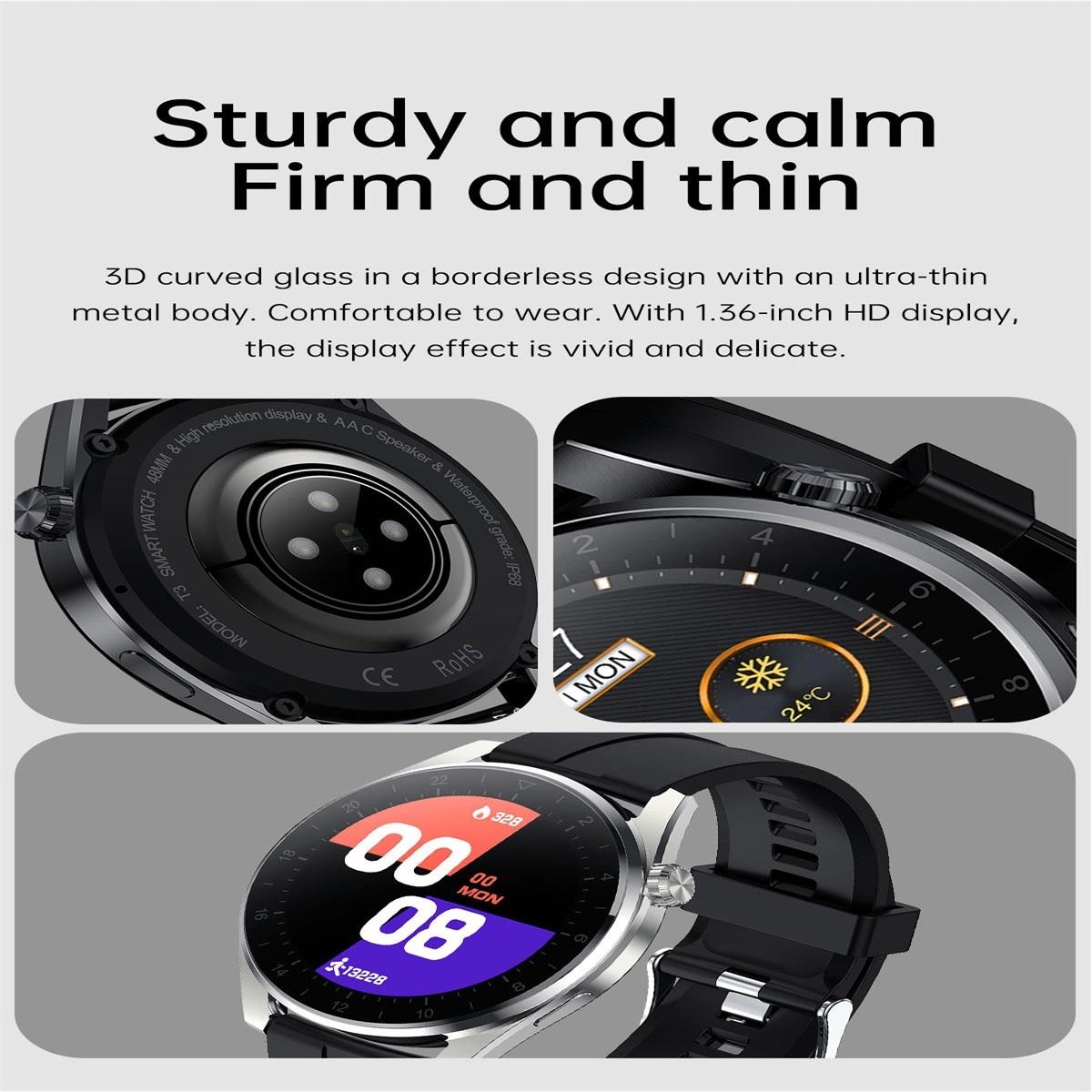 Waterproof Silicone Smartwatch With Colour Display - Black Tristar Online