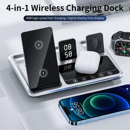 30W 4 In 1 Wireless Charger With Ambient Light Silver / Black Tristar Online