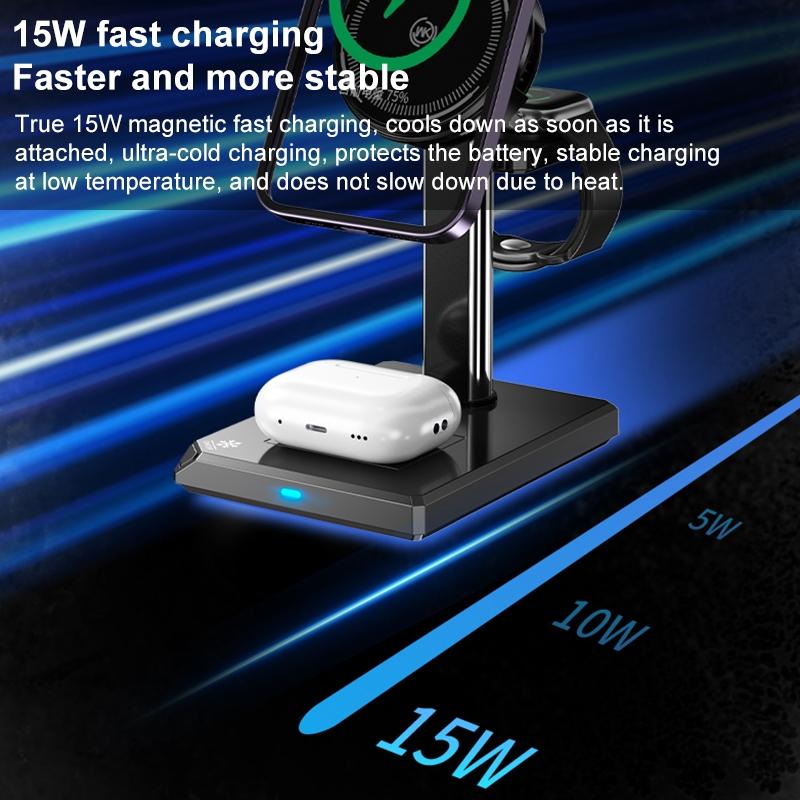 15W 4 In 1 Magnetic Wireless Charger Stand - Black Tristar Online