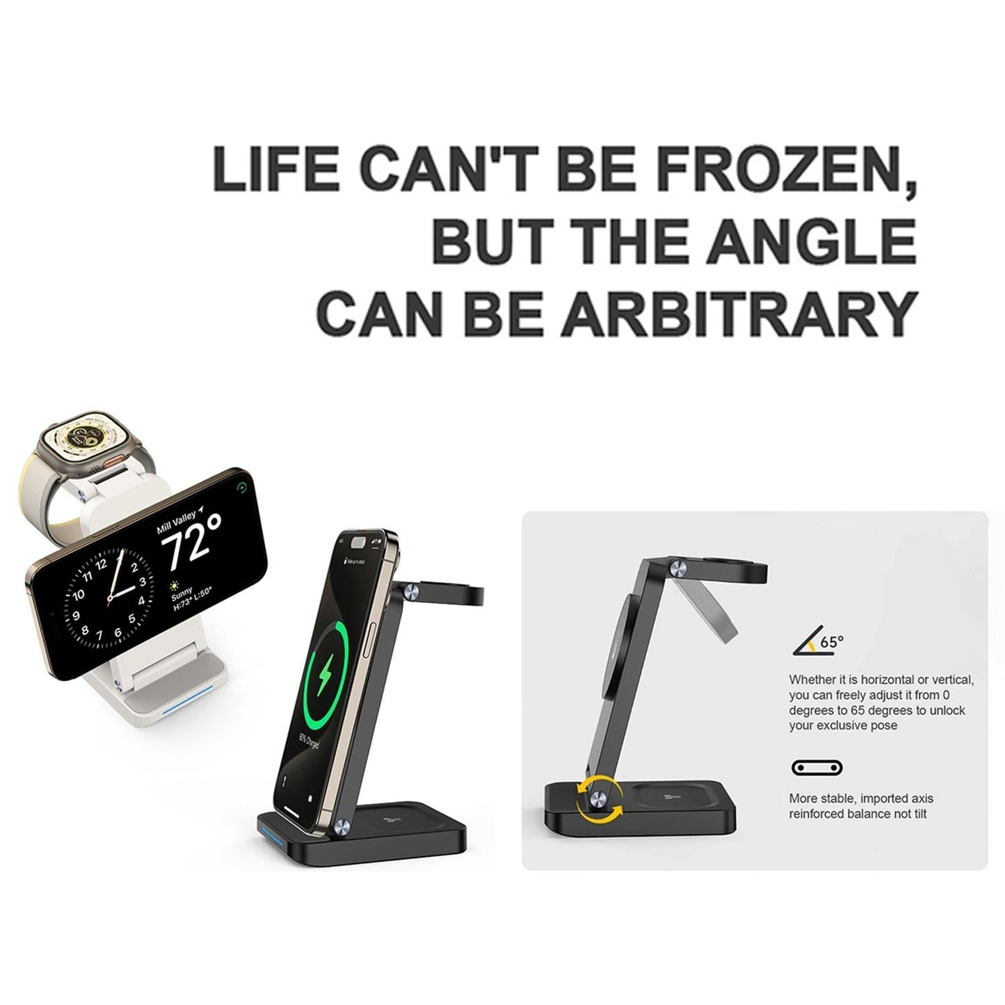 3 In 1 Magnetic Wireless Charger Stand - Black Tristar Online