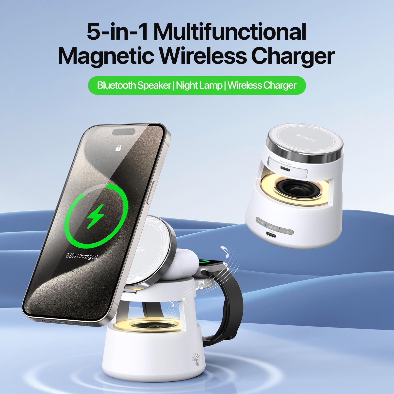 5 In 1 Magnetic Wireless Charger With Bluetooth Speaker Tristar Online